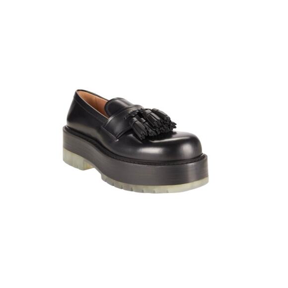 $1,150 NIB Bottega Veneta Black Tassel Platform Loafer Shoe Size 39.5(6.5)